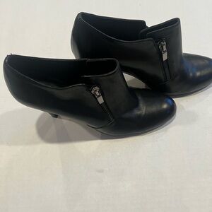Franco Sarto Black Leather Italian-Inspired Ankle Boot with Side Zippers